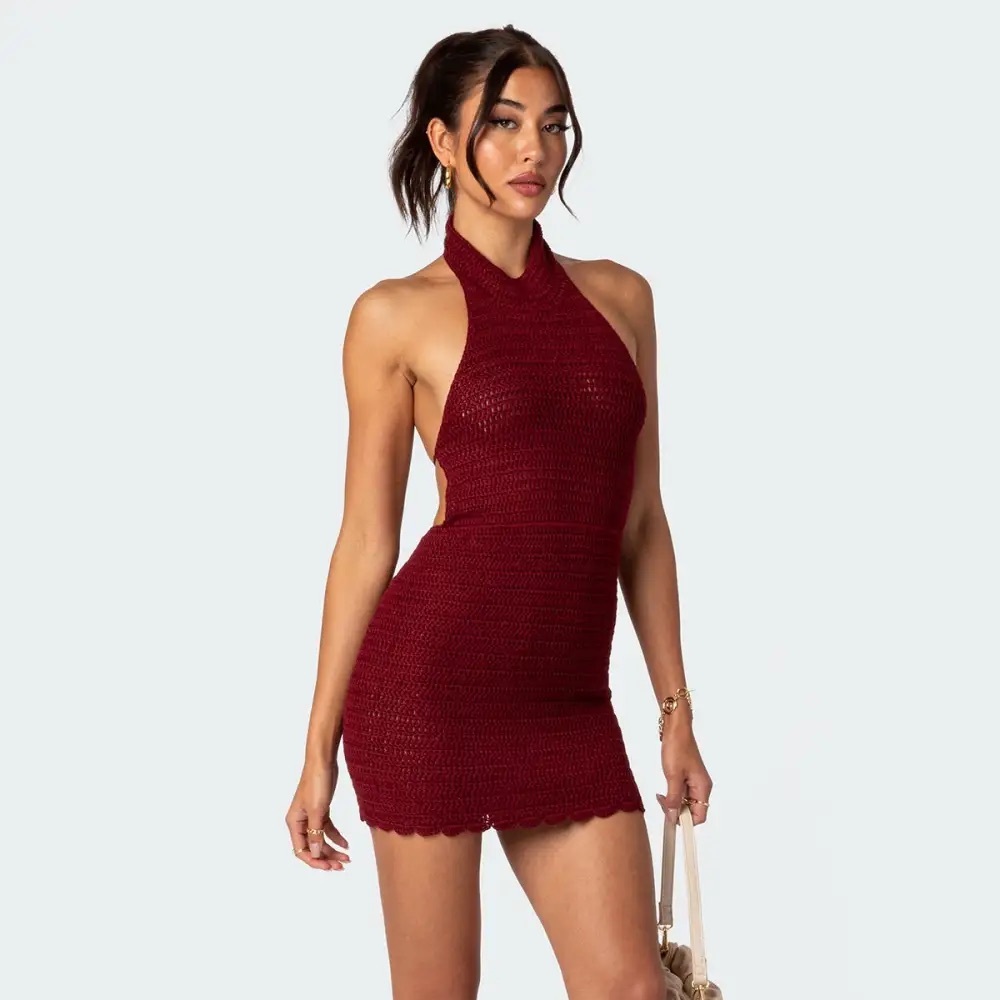 NWT Crochet Mini Dress with Open Back
